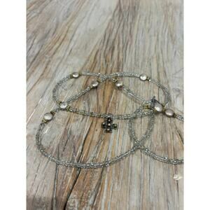 CC Jordan Designs Cross Pearls Long Necklace